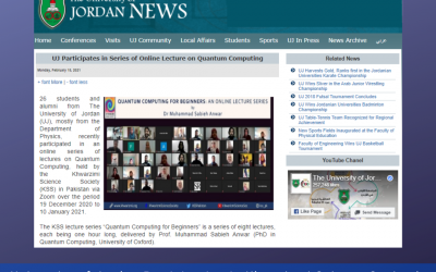 KSS gets International Coverage by the channels of University of Jordan